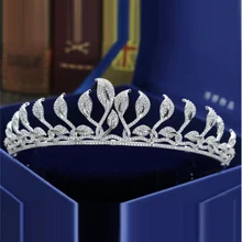 Свадебная корона для волос аксессуары Листья Форма стразы кристаллы свадебная тиара