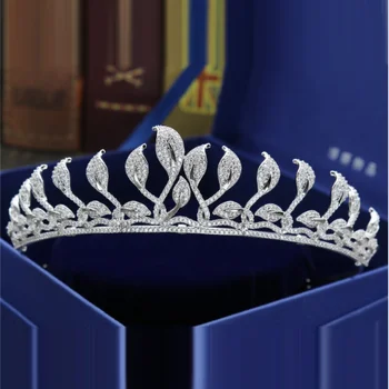 

Bridal Hair Crown Accessories Leaves Shape Rhinestone Crystals Wedding Tiara