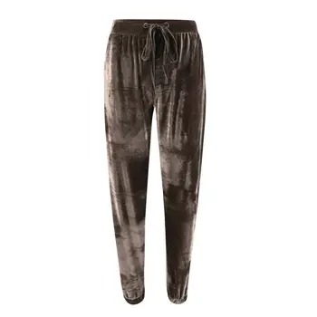 

Autumn Velvet Long Pants Solid Women Gym Sports Elastic Waist Drawstring Trousers Casual Loose Velour Sweatpants High Quality