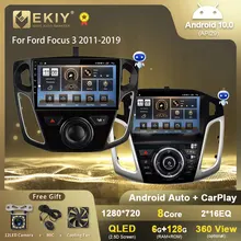 EKIY Carplay Android 10 Auto Radio Multimedia reproductor de vídeo para Ford Focus 3 2011-2019 Android estéreo para coche de navegación 2din DVD HU