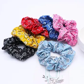 

6Pcs/set Hair Accessories Print Floral Scrunchie Hair Ties for Girls Women Large Holder Scrunchy Ponytail Hair Rope Ties Bands