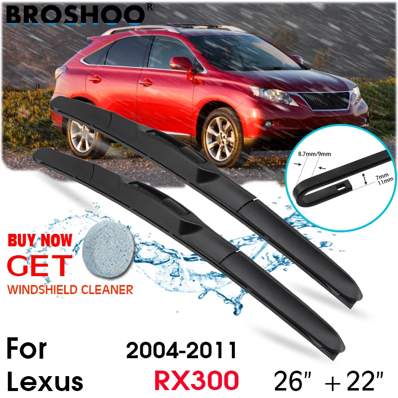 

Car Wiper Blade Front Window Windscreen Windshield Wiper Blades J hook Auto Accessories For Lexus RX300 26"+22" 2004-2011