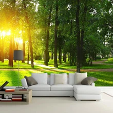 Пользовательские обои Солнечный свет лес зеленое дерево 3D пейзаж настенная живопись Столовая Спальня Кабинет гостиная ТВ фон Фреска
