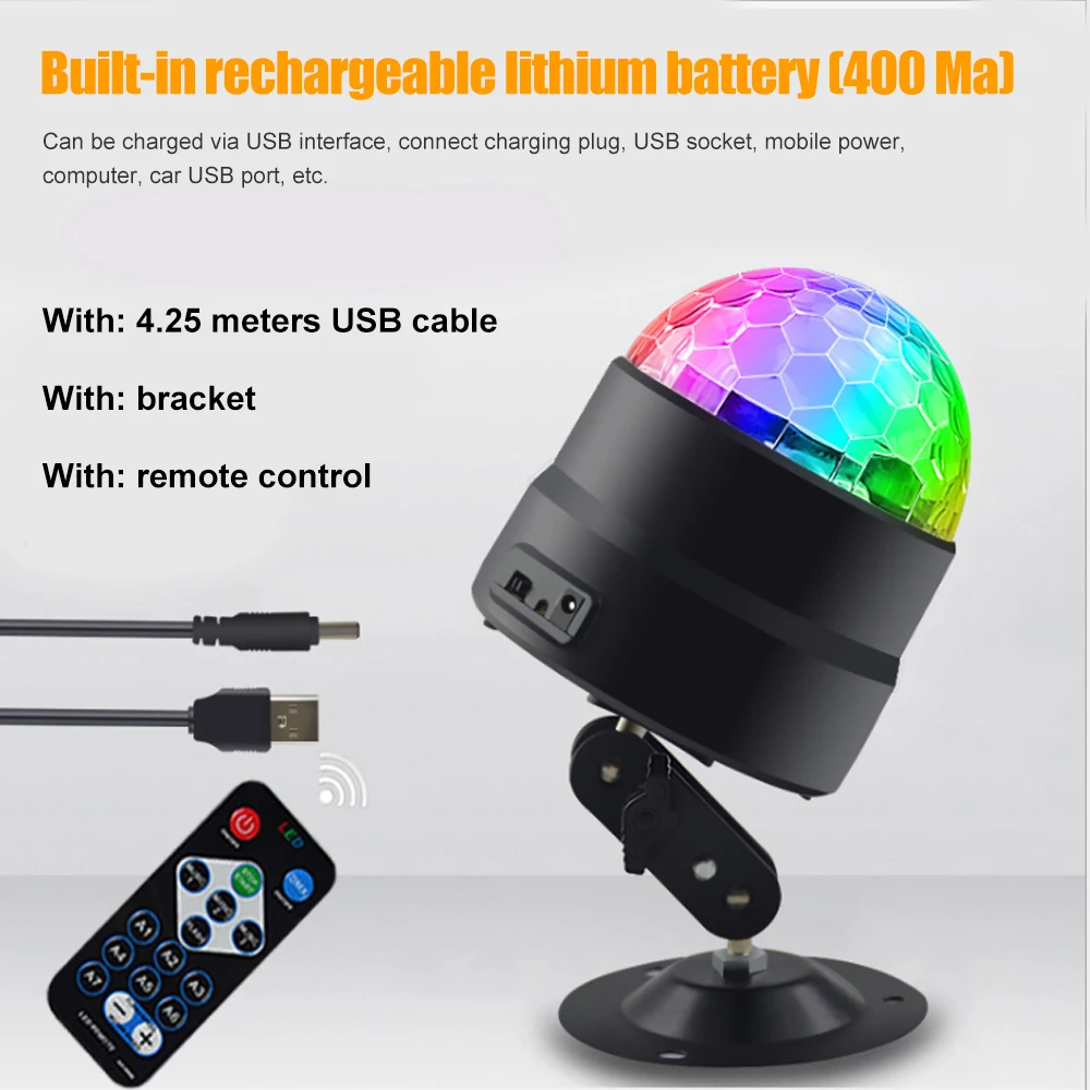 Мини-светильник для вечеринки USB светодиодный бар сценический светильник ing RGB диско шар светильник звуковая активация DJ проектор вечерние светильник s для звездного проектора - Цвет: Battery
