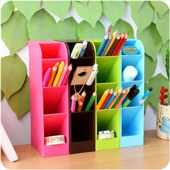 

Multi-function 4 Grid Desktop Organizer Pen Holder Office School Storage Case Clear Colorful Plastic Box Desk Divider Tidy A40