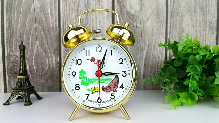 Réveil sans radio,Réveil mécanique en métal,horloge de Table de chevet