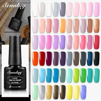 

SENALAY Gel nail polish Gel Varnishes Hybrid base top coat Manicure set for Matte paiting nail art UV LED lamp Gel nail polish