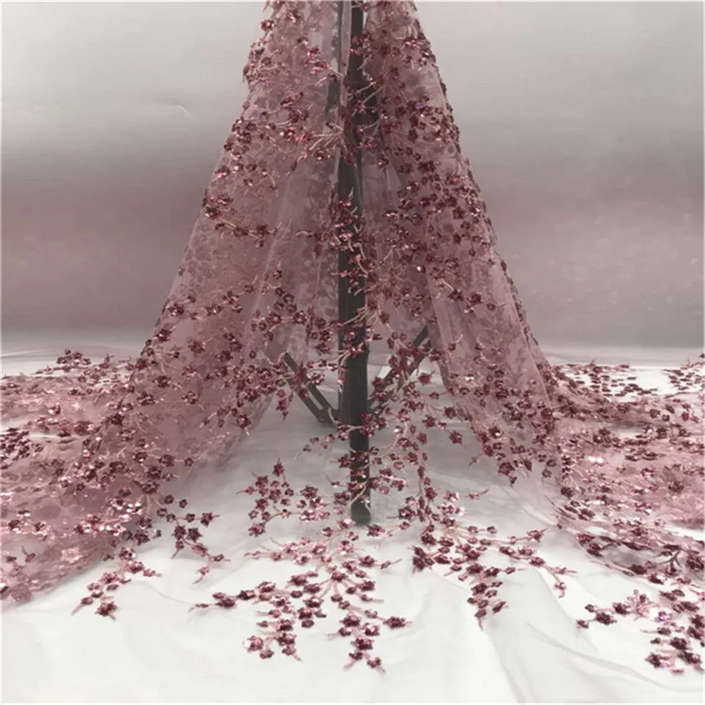 2020 Latest French Nigerian sequins 3d Lace Fabric High Quality Embroidered Tulle African Laces Wedding | Дом и сад