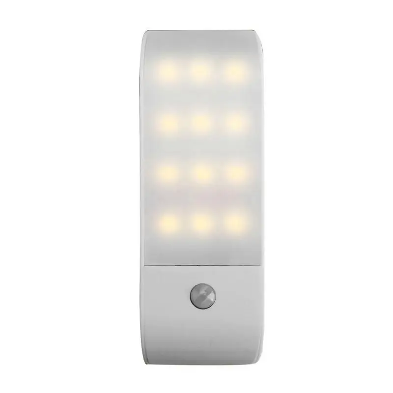12LED USB Перезаряжаемый индукционный датчик движения ночник для шкафа лампа 3 светильник ing режимы желтый светильник