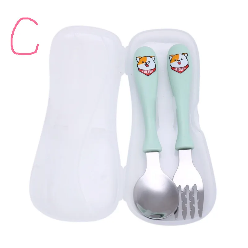 Милая детская ложка с рисунком из мультфильма, Высококачественная детская вилка из нержавеющей стали+ посуда для кормления