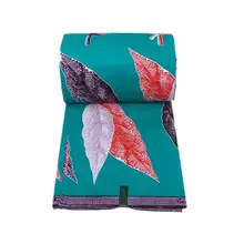 Африканская белая черная и красная ткань с принтом листьев, зеленая ткань, хлопок, настоящий голландский воск, африканская ткань