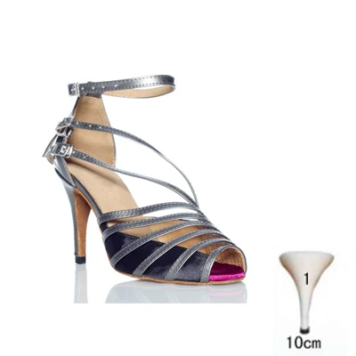 gray heel 10cm Высокое качество, профессиональная женская/Девичья/Дамская обувь для бальных танцев, танго, сальсы, латинских танцев, обувь на высоком каблуке, 3 цвета - Цвет: gray heel 10cm