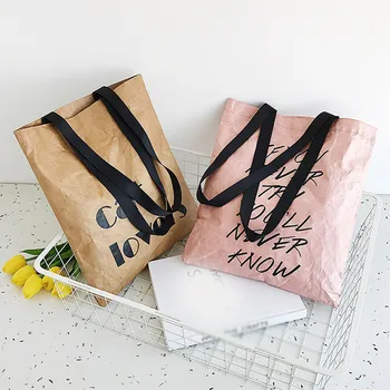 

Bag For Women Fashion Paper-made Handbag Classic Waterproof Messenger Bags Lightweight Large Capacity Bags Bolsa Feminina J#