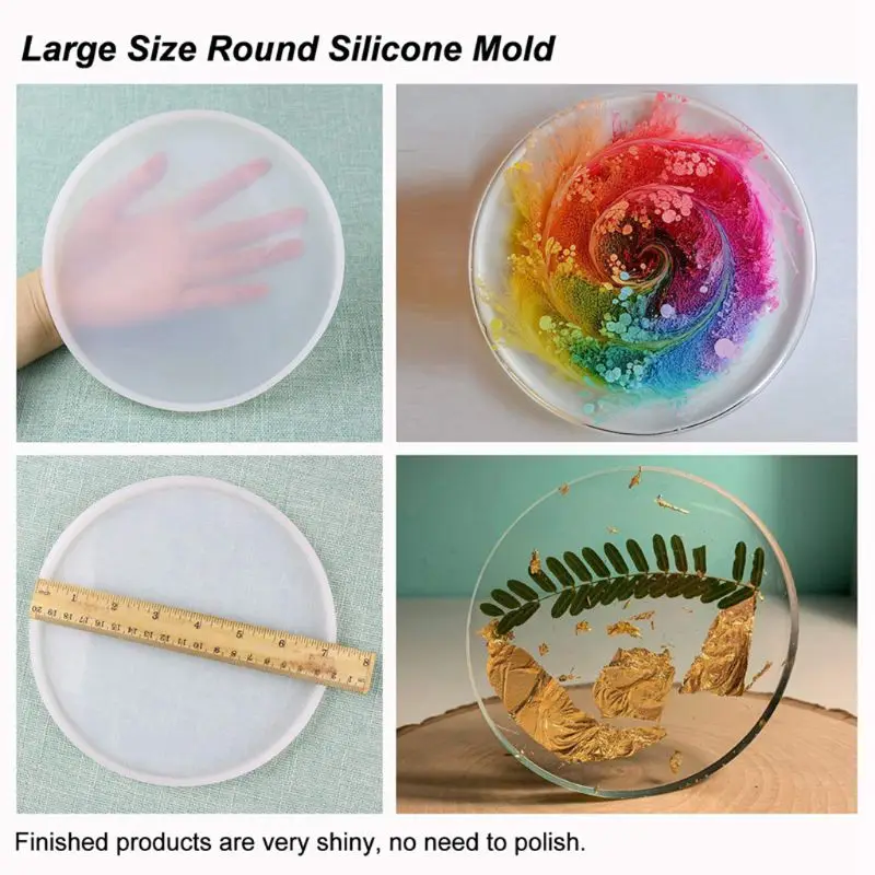 Large Coaster Silicone Resin Mold Round Square Rectangle Heart Oval Shape Molds