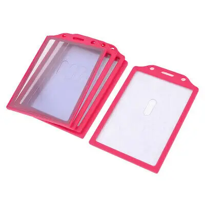 

5 Pcs 121mm x 87mm Fuchsia Frame Clear Front Rear Office Work Card Holder