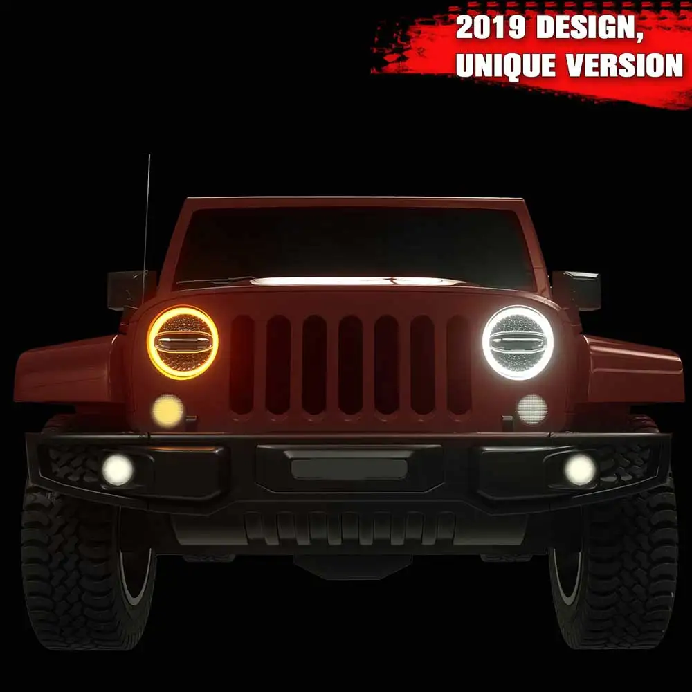 Для Jeep Wrangler JL 7 дюймов фара+ 9 дюймов черный Кронштейн Halo Круглый светодиодный фонарь с ДХО Монтажное кольцо высота/ближний свет