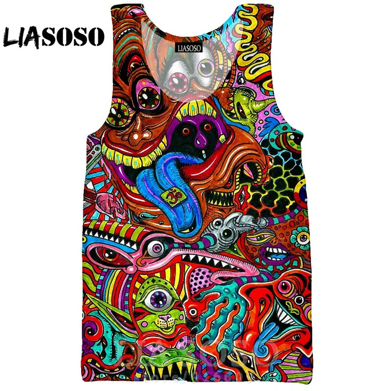 

Liasado 3D печать, мужские, женские, мужские, женские, мужские, фонарики, пляжные топы, красочные фонарики, жилеты Harajuku с коротким рукавом, новинка