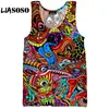 LIASOSO 3D Print Men Rock Women Trippy Psychedelic Whirlpool Beach Top Colorful Anime Streetwear Vest Harajuku