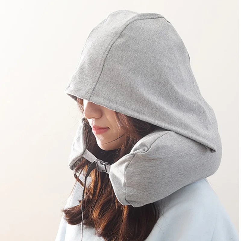 

U-shaped Hat NeckPillow Multi-function Aircraft Airplane Car Office Rest Neck Pillow Neck Cushion Grey Sleep Travel Accessories