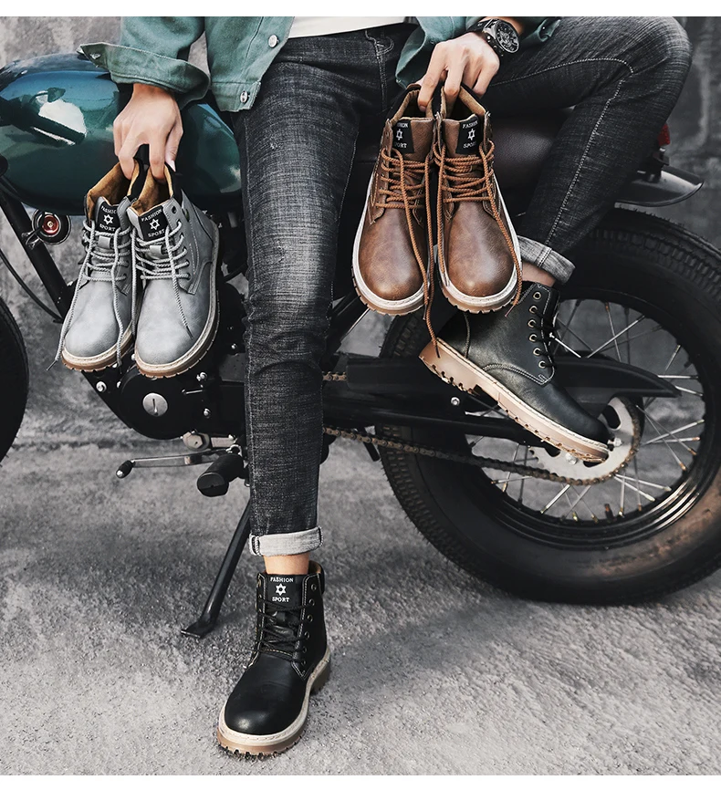 Мужская обувь; Martens; кожаная зимняя теплая обувь; крутые мужские мотоциклетные ботильоны; осенние мужские оксфорды; зимняя обувь; мужские рабочие ботинки