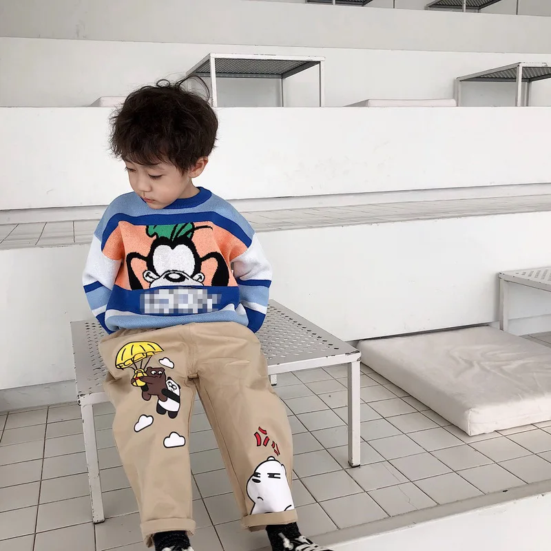 Tonytaobaby/осеннее платье Новые повседневные штаны для маленьких мальчиков и девочек штаны с милыми мультяшными медведями детские штаны из чистого хлопка