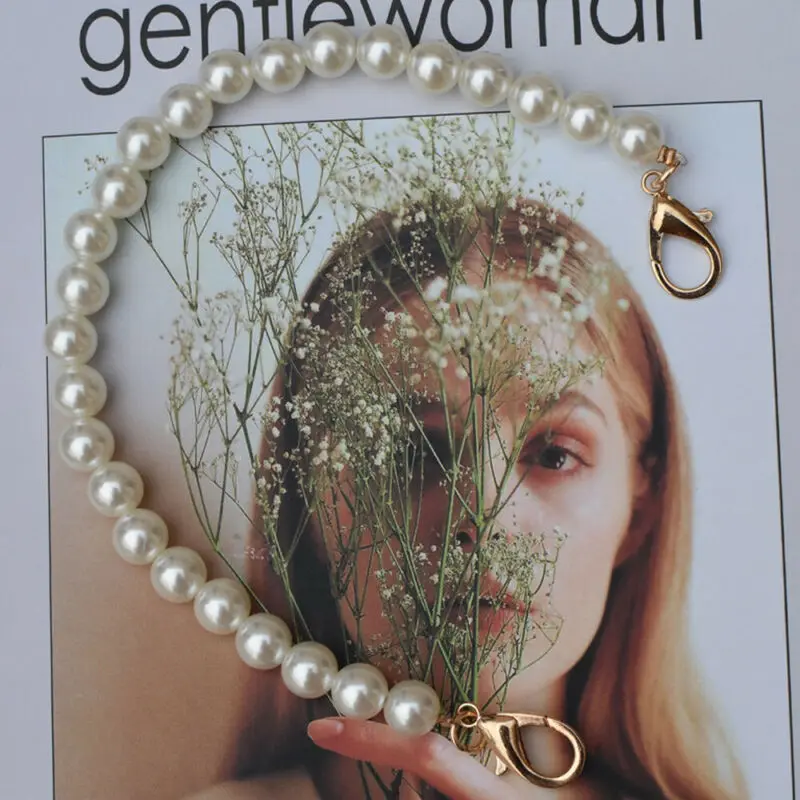 

Imitate Pearl Bag Strap Chain Handle Shoulder Belt for DIY Handbag Replacement.