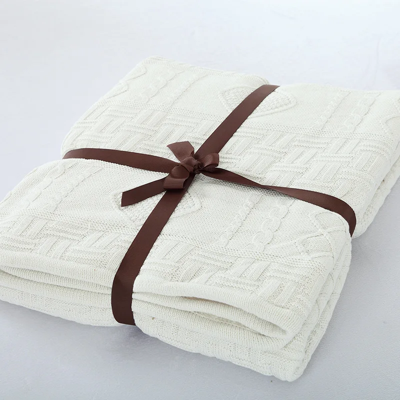 Ruijing Textile Thick Cotton Knitted Thread Blanket Airable Blanket European Style Sofa Blanket Photographic Prop