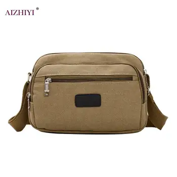 

Men Canvas Shoulder Bags Male Retro Multi-layer Male Travel Zipper Messenger Bag Casual Solid Color Crossbody Bags for Teenagers