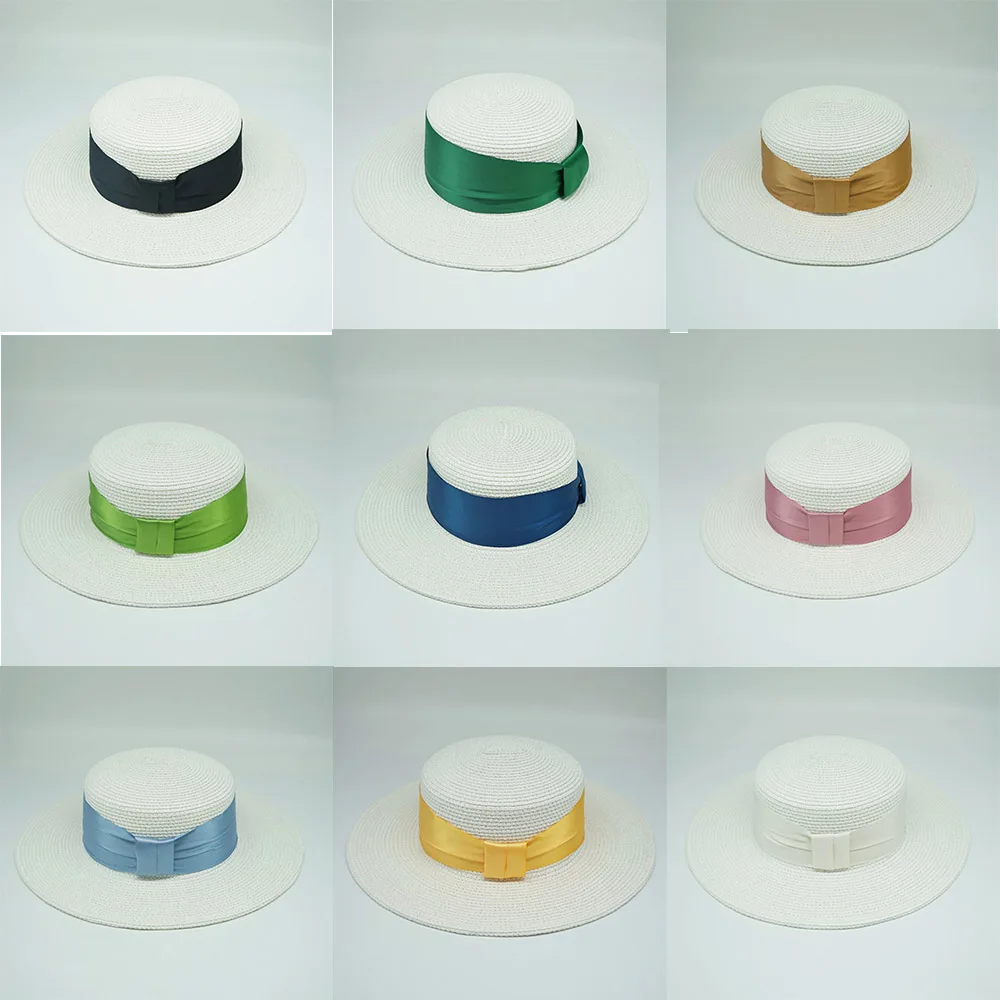 Chapeau De Paille Tresse Pour Femmes Grand Ruban A Large Bord Robe Pour Dames Derby Paille Bateau Chapeau De Soleil Casquette D Ete De Plage Casquette De Marin Aliexpress