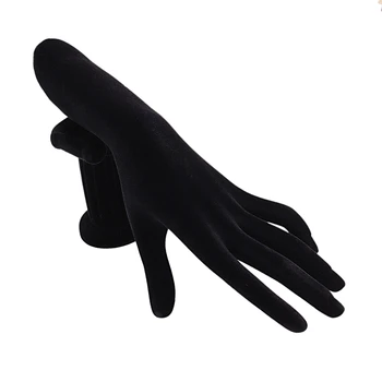 

Female Mannequin Hand Finger Jewelry Glove Ring Bracelet Display Stand Rack Necklace Hand Holder Organizer Black Flannel