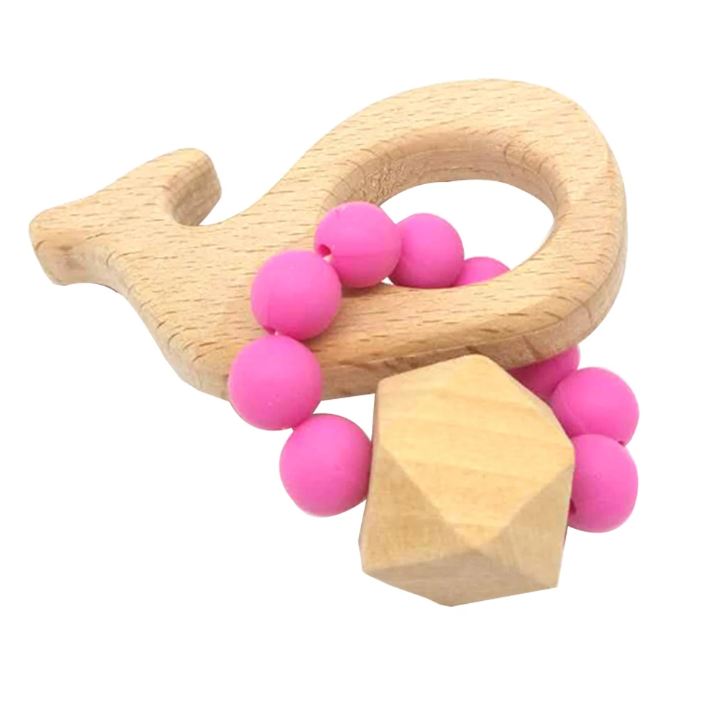 Animal Shaped with Wood Beads Teether Wooden Baby Bracelet for Baby Infant Kids Accessories Toys
