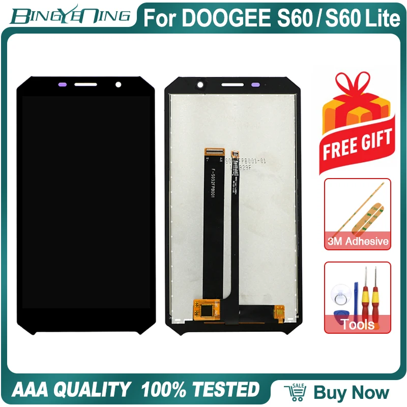 BingYeNing Для DOOGEE S60 S60 Lite, ЖК-дисплей и сенсорный экран, дигитайзер с рамкой, дисплей, экран, аксессуары для телефона, сборка, замена