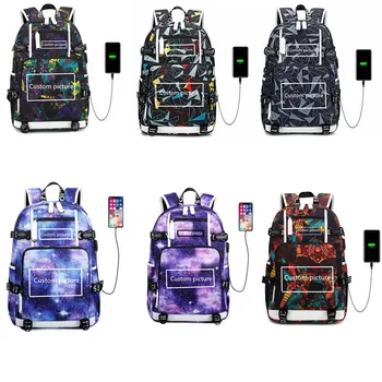 

Custom-made School Bag usb charging travel backpack canvas shoulder bag Teenager boys girls Backpack Laptop Mochilas