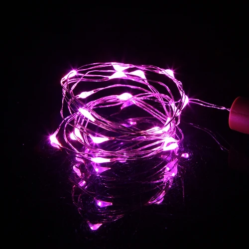 Cork Shaped Wine Bottle Lights 1m/2m DIY LED String Light with Bottle Stopper Decoration for Halloween Christmas Holiday Party - Испускаемый цвет: Pink