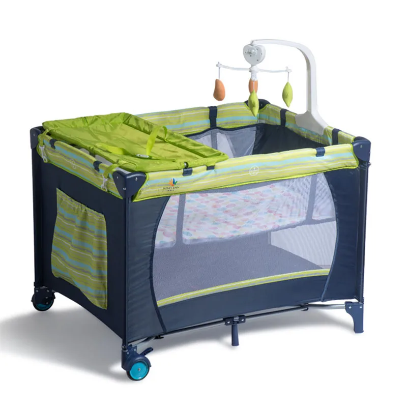 Baby crib Game bed Diaper table Baby bed Multifunctional crib Foldable Portable With rollers Easy t