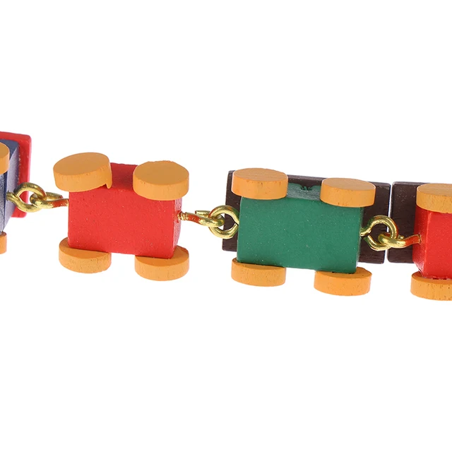 Bonito Trem de Brinquedo de Madeira em Miniatura para Casa de Bonecas: Uma Adição Encantadora para o Mundo Encantado 6 Conjunto de Trem de Madeira em Miniatura para Casa de Bonecas