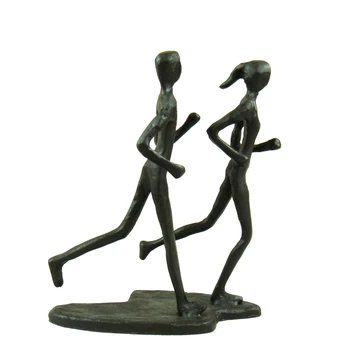 

Abstract Iron Art Morning Jogging Lovers Miniature Cast Metal Couple Runner Figurine Decor Knickknack Craft Ornament Present