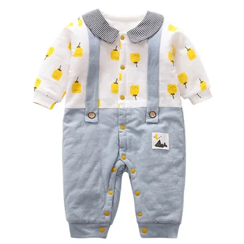 

Baby quilted jumpsuit winter baby cute go out warm padded jacket jump suit infant autumn and winter clothing