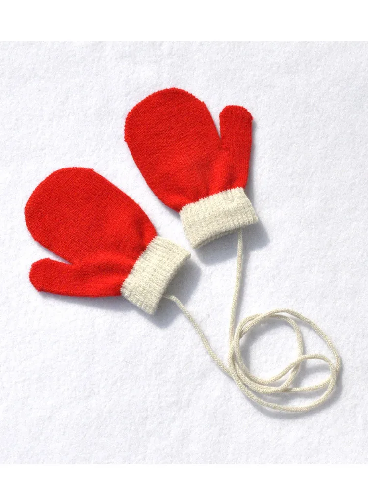 Детский зимний теплый вязаный пэчворк милый со строкой перчатки зимние теплые перчатки Новинка для новорожденных, детей варежки#445