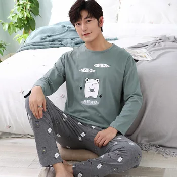 

Men's pajamas long-sleeved autumn pajamas set men's cotton pajamas plus size pajamas fashion suit pajamas men