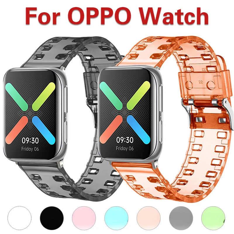 

41mm 46mm For OPPO Watch Band Transparent Soft Silicone Replacement Wrist Straps For OPPO Smart Watch accessories 41mm