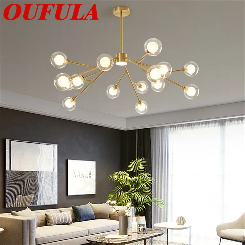 

OUTELA Brass Chandeliers Copper Contemporary Creative Decorative For Home Living Room Dining Room Bedroom