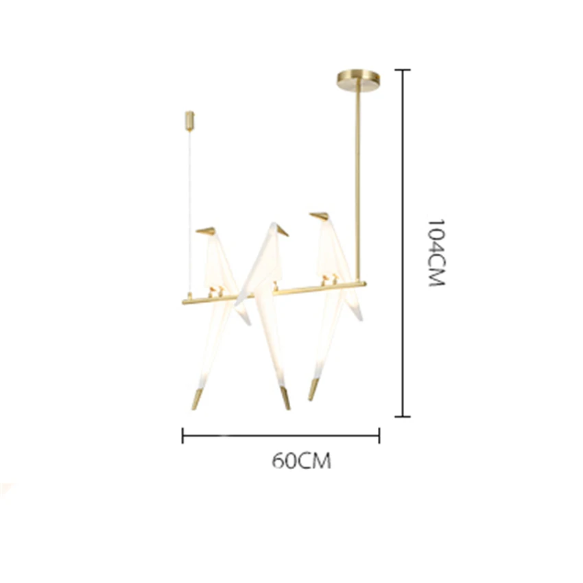 Скандинавский светодиодный подвесной светильник с птицами, Журавлик оригами, Подвесная лампа для спальни, гостиной, столовой, внутреннего декора, кухонных приборов - Цвет корпуса: D 3 Bird