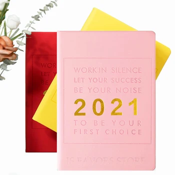 

1pcs notebook 404pages Candy Color Time plan Manual 2021 Annual Plan Diary custom carving print new year girl boy friend present