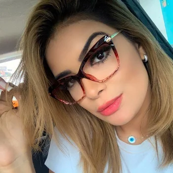 

Red Gradient Frasme Clear Lens Glasses For Women TR90 Frame Transparent Spectacles Myopia Frame Famous oculos de grau female