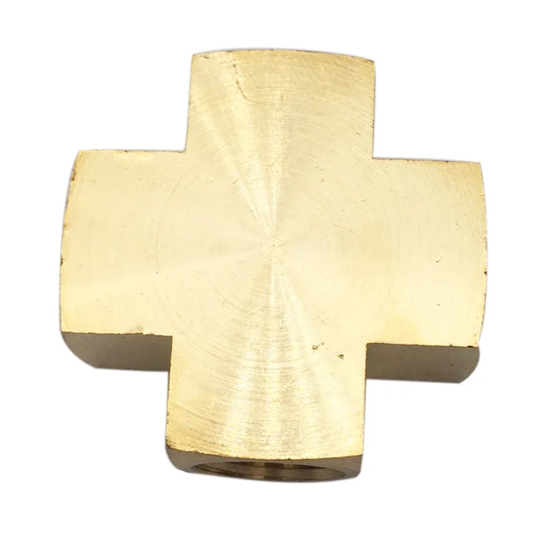 High Quality Metals Brass Pipe Fitting, Barstock Cross, 1/4" x 1/4" x NPT Female Pipe