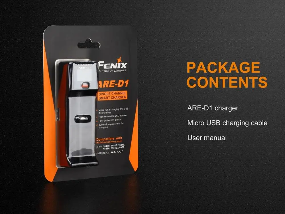 Новое зарядное устройство Fenix ARE-D1 lcd USB+ аккумулятор fenix 3500mah