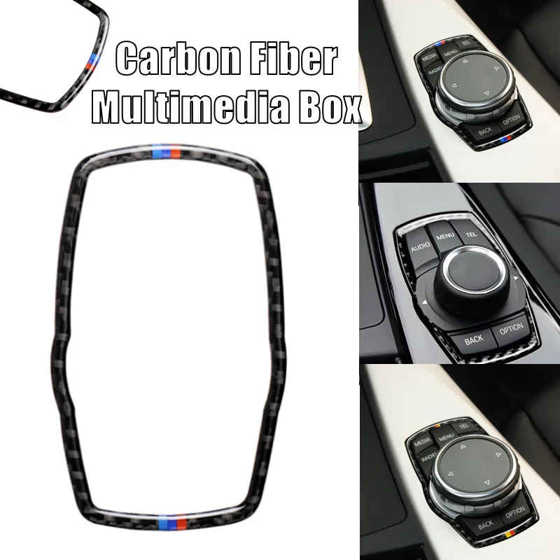 

Car Carbon Fiber Frame For BMW Media Button Sticker Knob Cover For F10 F20 F30 F34 F07 F25 F26 F15 F16 F-Best Interior Stickers