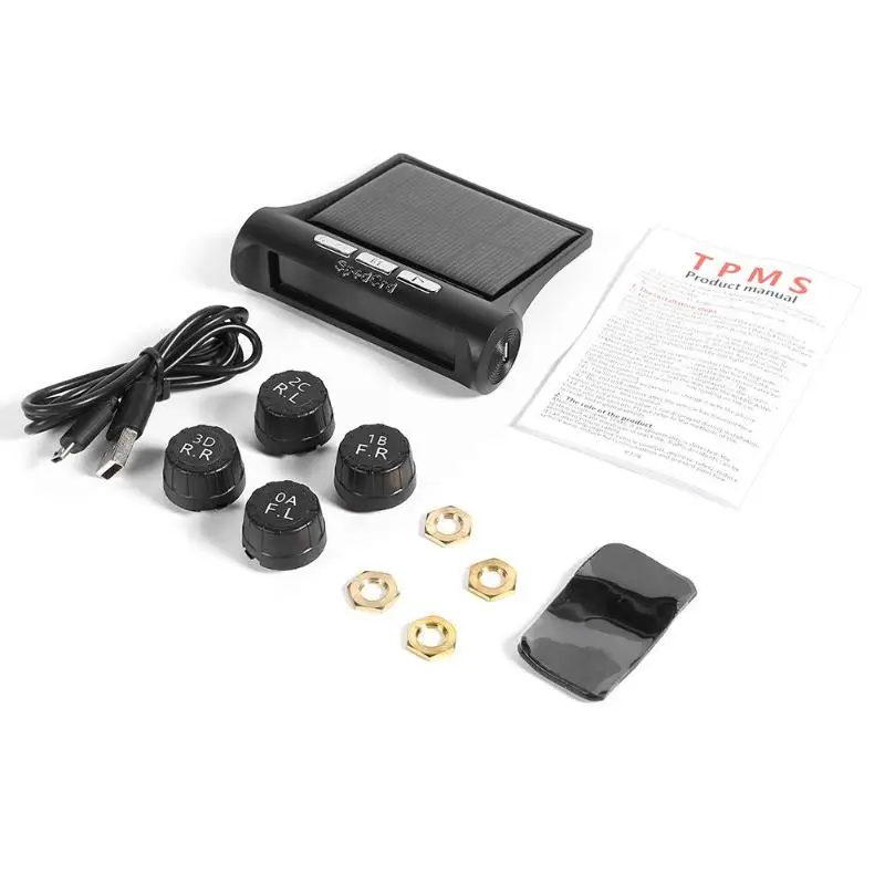 Автомобильный TPMS солнечный+ USB датчик давления в шинах монитор системы IP67 водонепроницаемый ЖК-дисплей внешний датчик w/4 Внешний датчик s