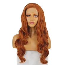 RONGDUOYI шоколадный коричневый парик на кружеве оранжевый длинный объемный волнистый косплей синтетический парик для женщин с детскими волосами тепловое волокно
